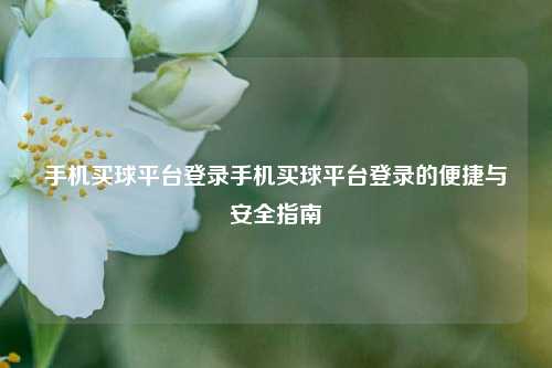 手机买球平台登录手机买球平台登录的便捷与安全指南