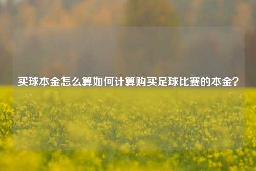 买球本金怎么算如何计算购买足球比赛的本金？