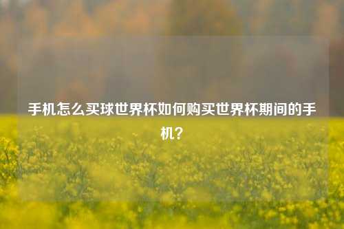 手机怎么买球世界杯如何购买世界杯期间的手机？