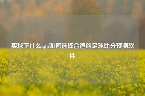 买球下什么app如何选择合适的足球比分预测软件